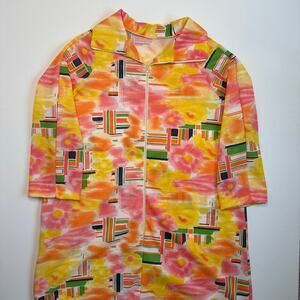 Vintage 1970’s Zip Front Double Knit Robe / Mumu